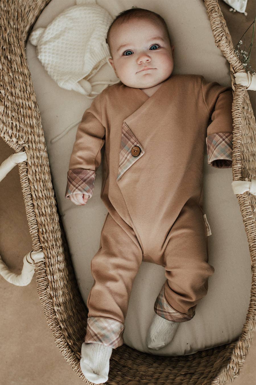 Organic Baby Kimono Jumpsuit and Beanie - 2-Piece Bundle
