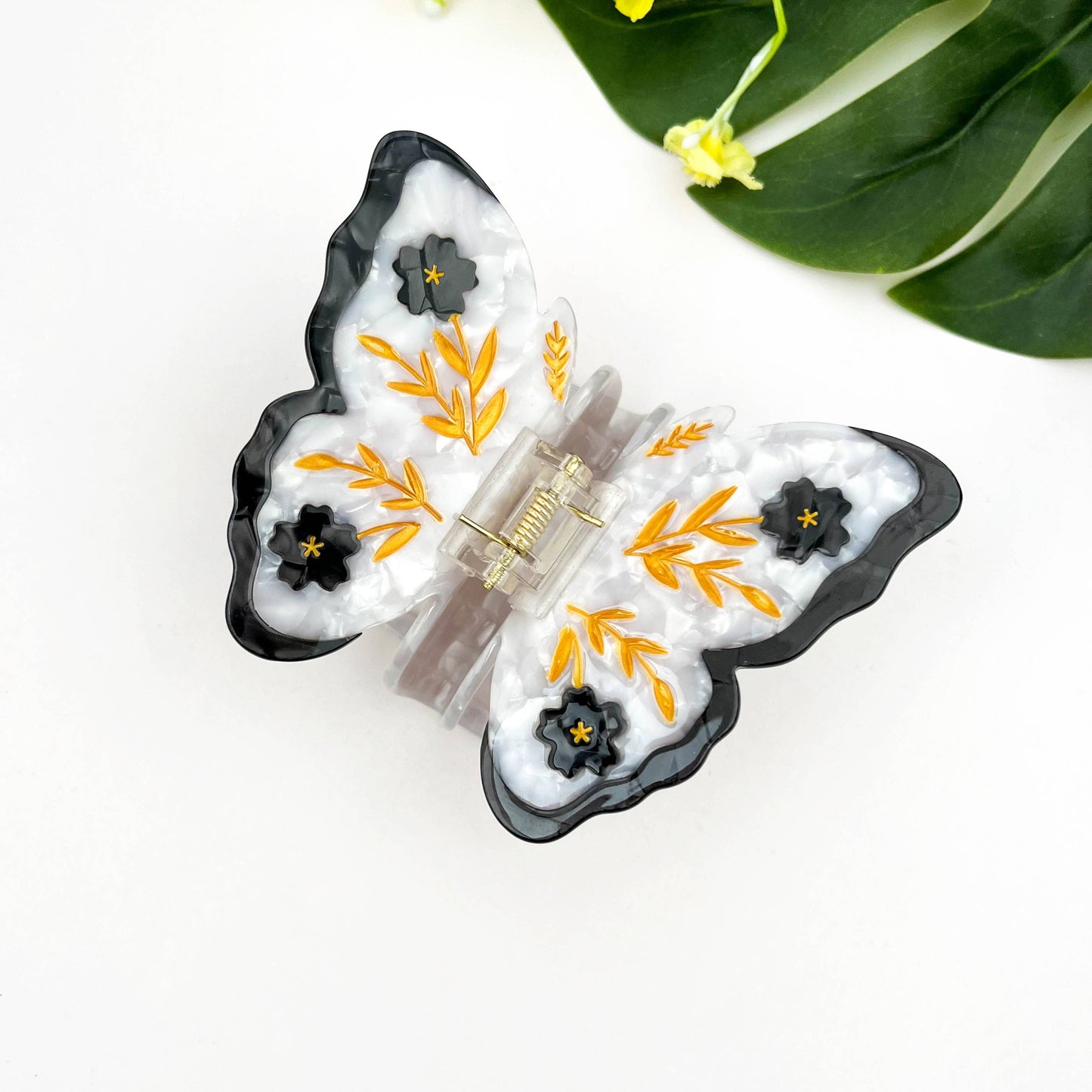 Acetate Butterfly Hair Claw, Floral Design