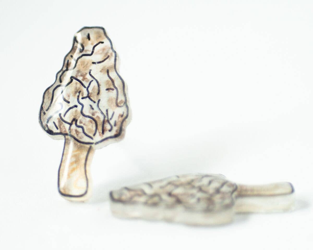 Morel Woodland Mushroom Stud Earrings