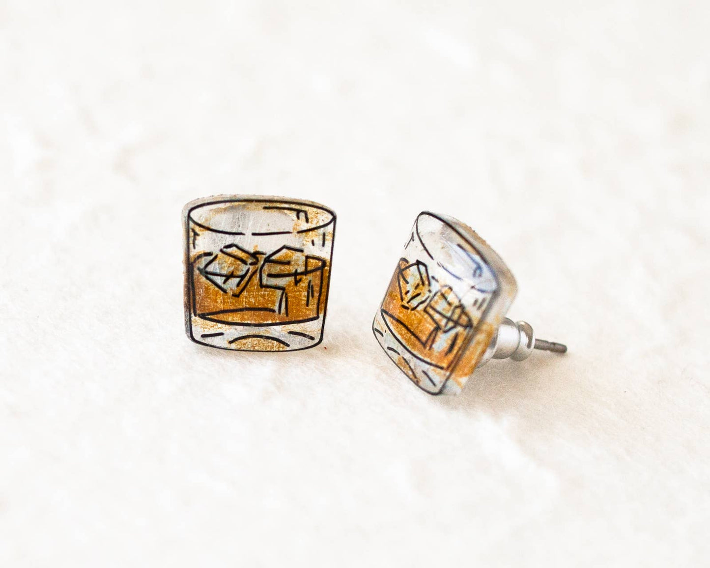 Whiskey Glass Drink Earrings
