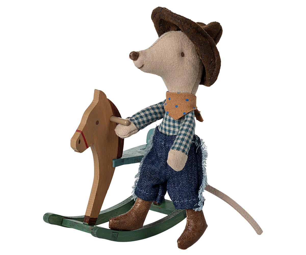 Cowboy Mouse On Rocking Horse - Little Brother