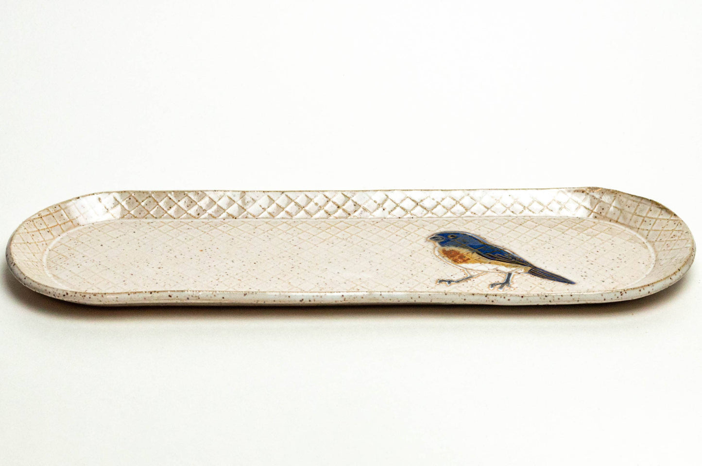 Blue Bird Pattern Handmade in Ohio Stoneware Platter