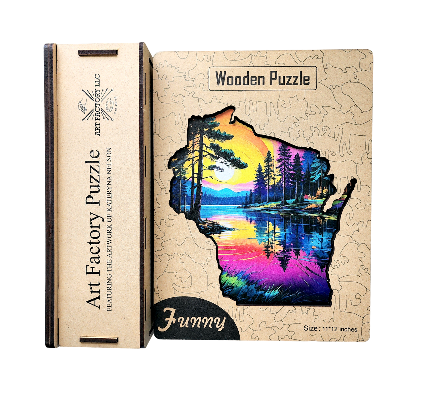 WI state wooden puzzle / Sunset
