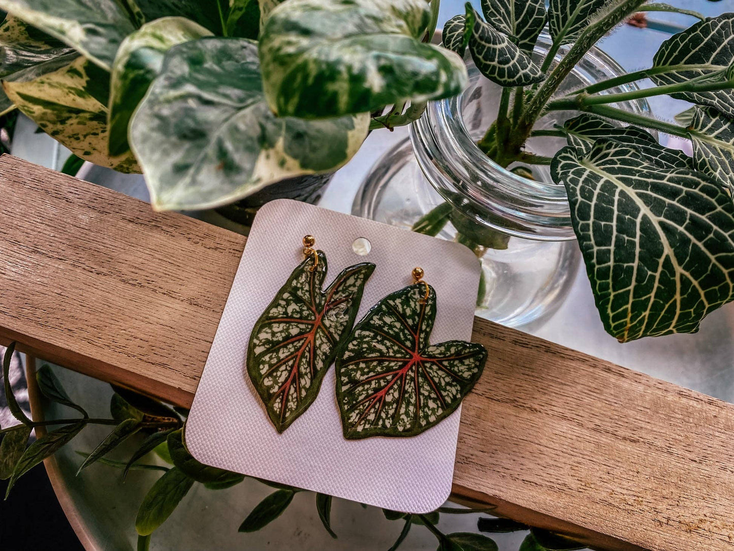 Caladium Leaf Mismatch Leaf Earrings