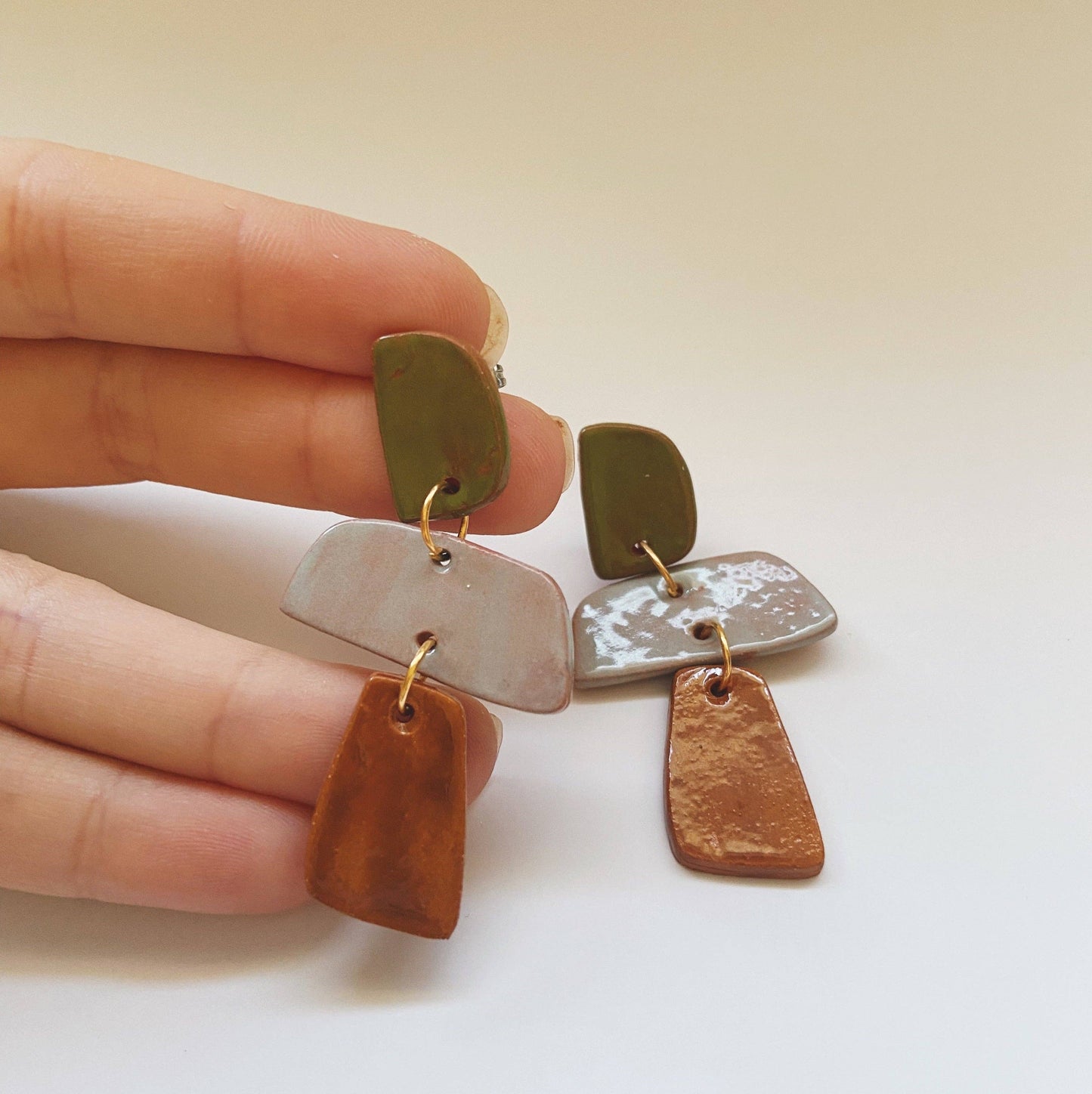 Juliet Hand Cut Red Earthenware Dangle Earrings