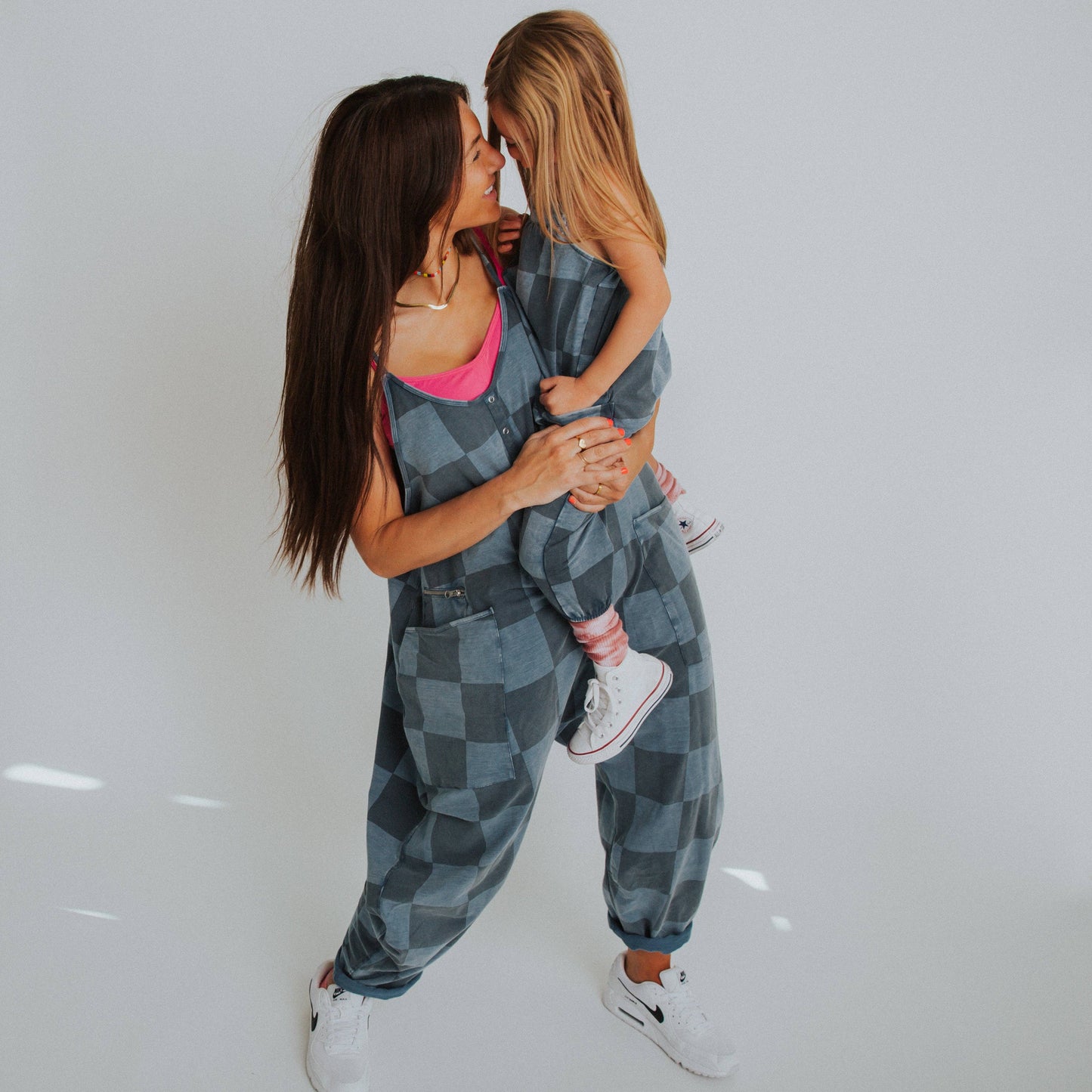 Women's Tank Romper - Blue Denim Check
