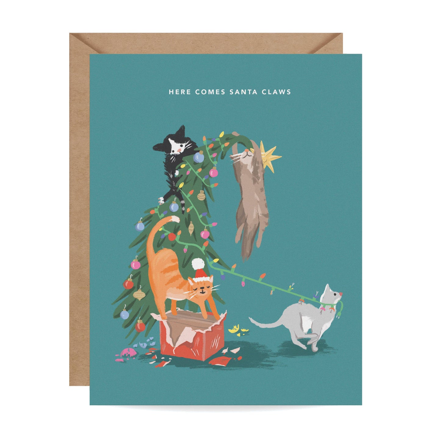 Here Comes Santa Claws Christmas Card