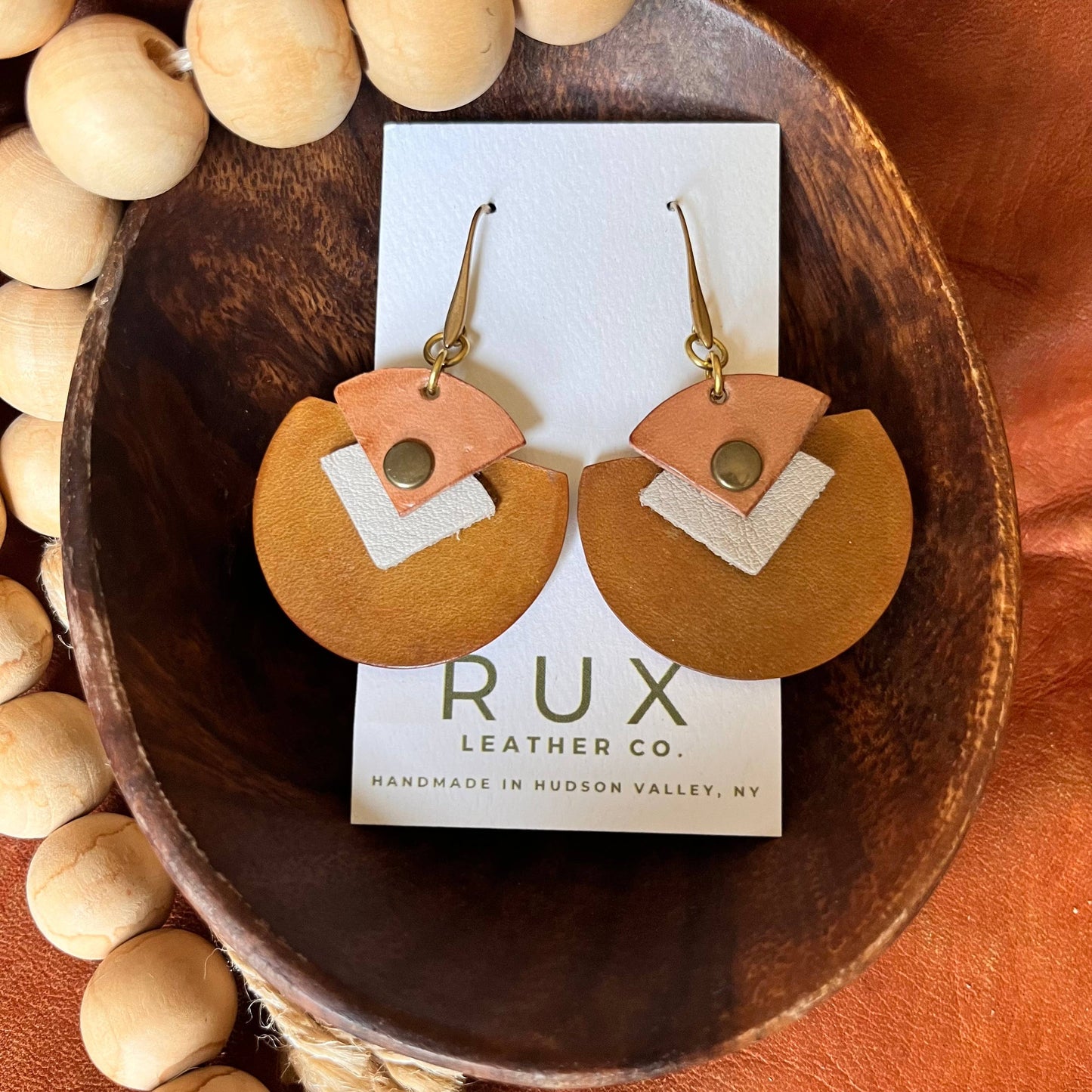 Handcrafted Leather, Brown, Desert Bloom Earrings