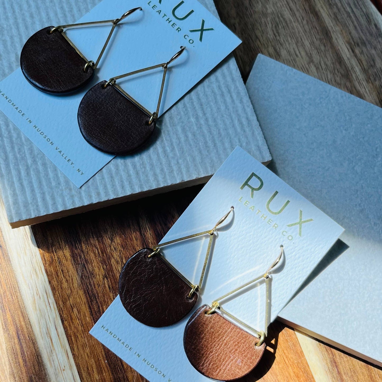 Handcrafted, Dark Brown Genuine Leather Earrings