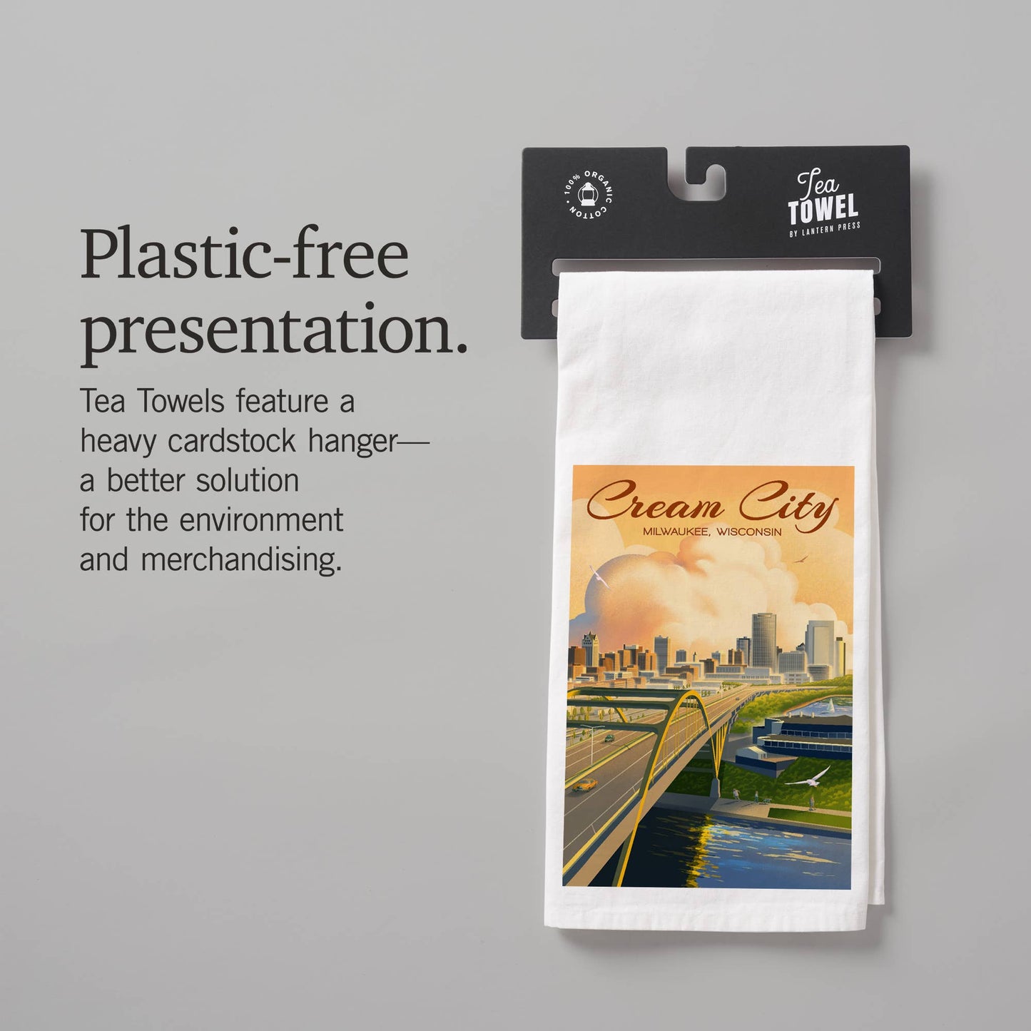 Organic Tea Towel Milwaukee, Wisconsin Cream City Lithograph