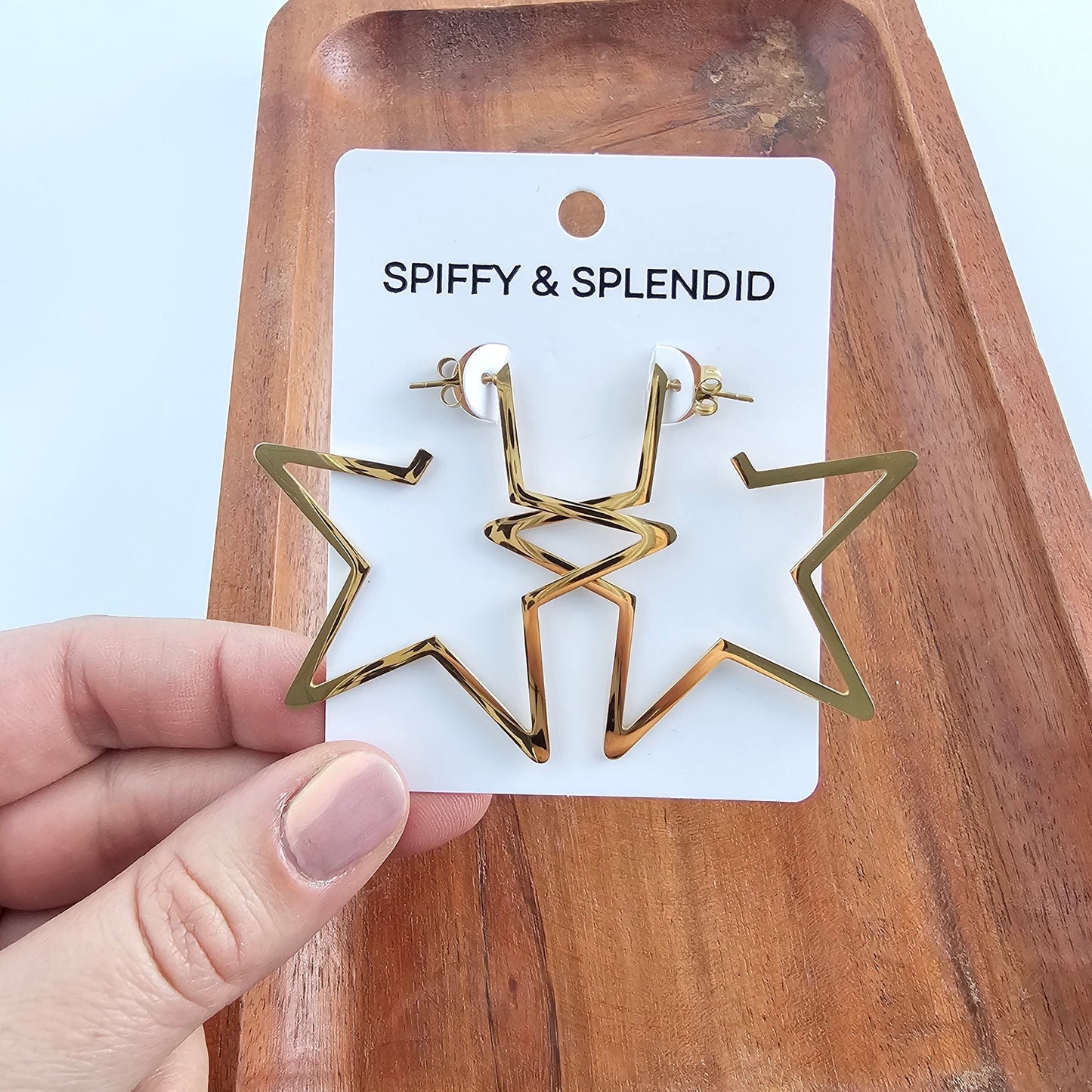Luxe Star Hoops Gold