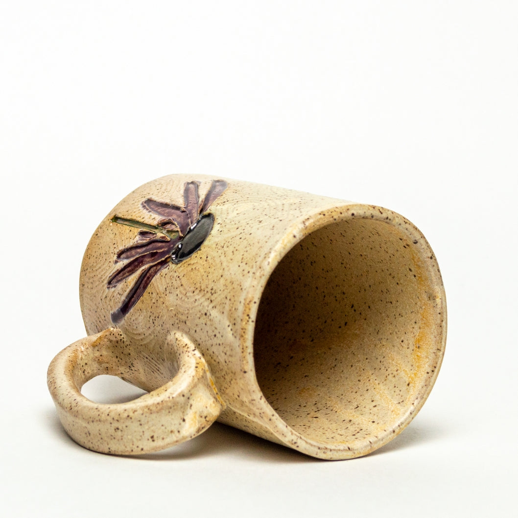 Purple Cone Flower Design Handmade Ceramic Mug 14 oz