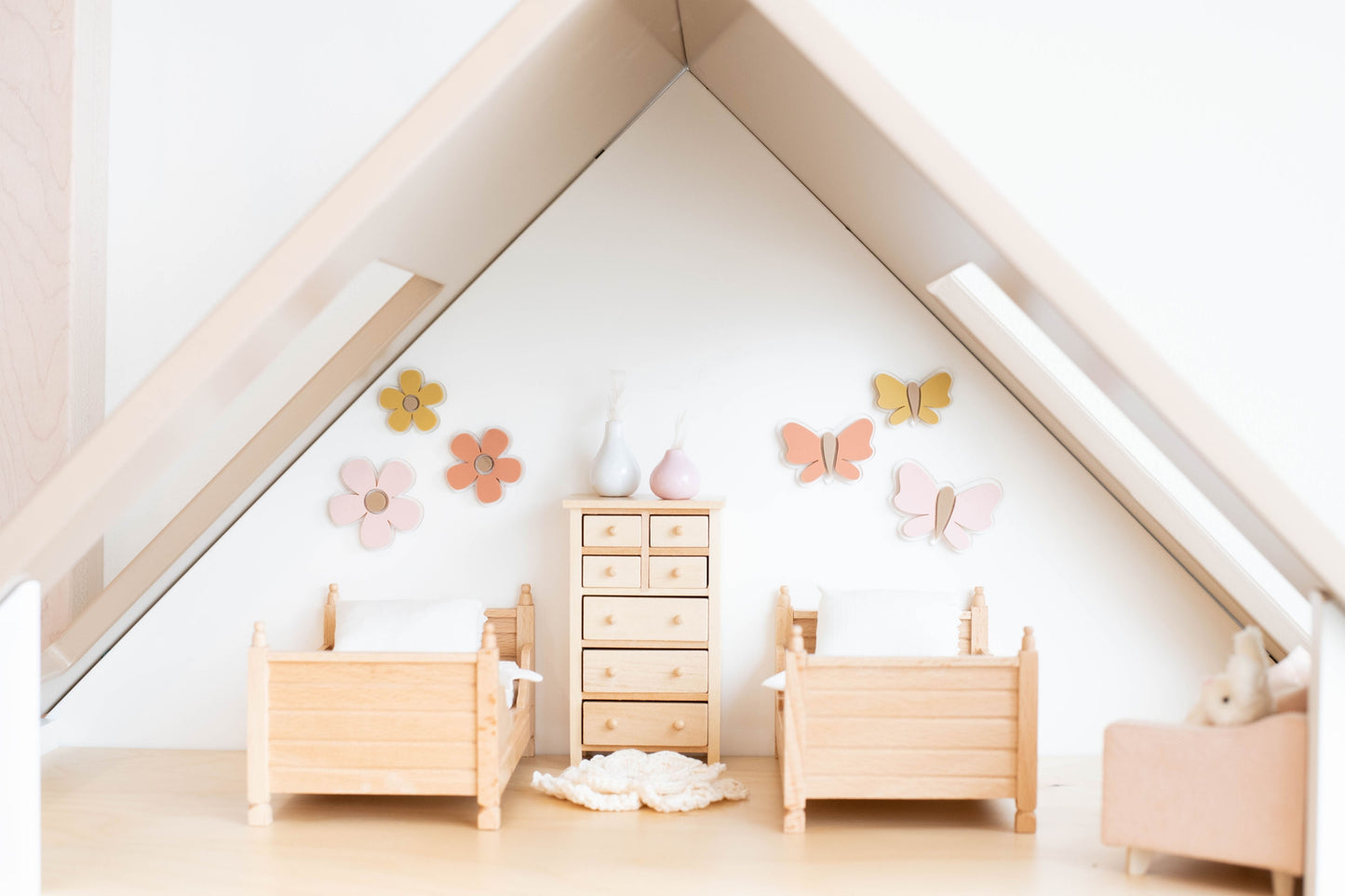 Dollhouse Butterfly Or Flower Wall Decor Set of 3 - Pink Sienna Mustard