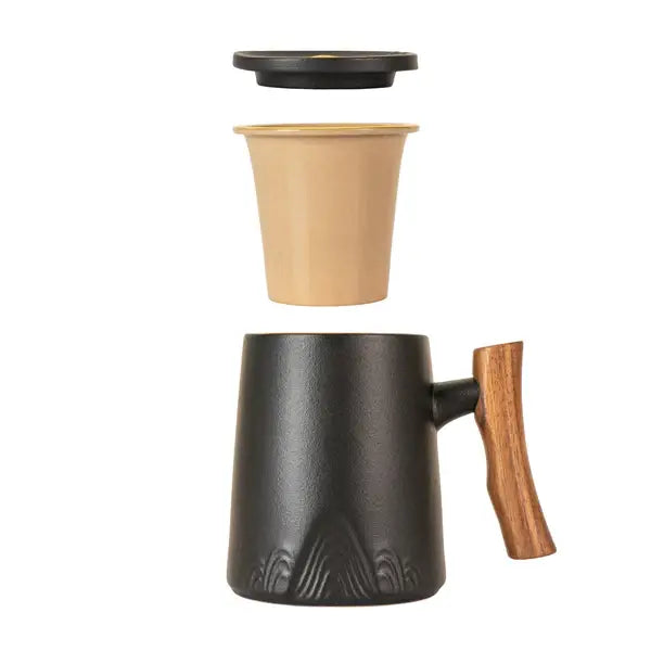 Black Mug With Infuser and Lid - 12 fl.oz.