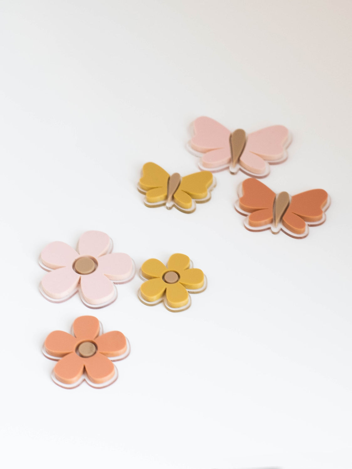 Dollhouse Butterfly Or Flower Wall Decor Set of 3 - Pink Sienna Mustard