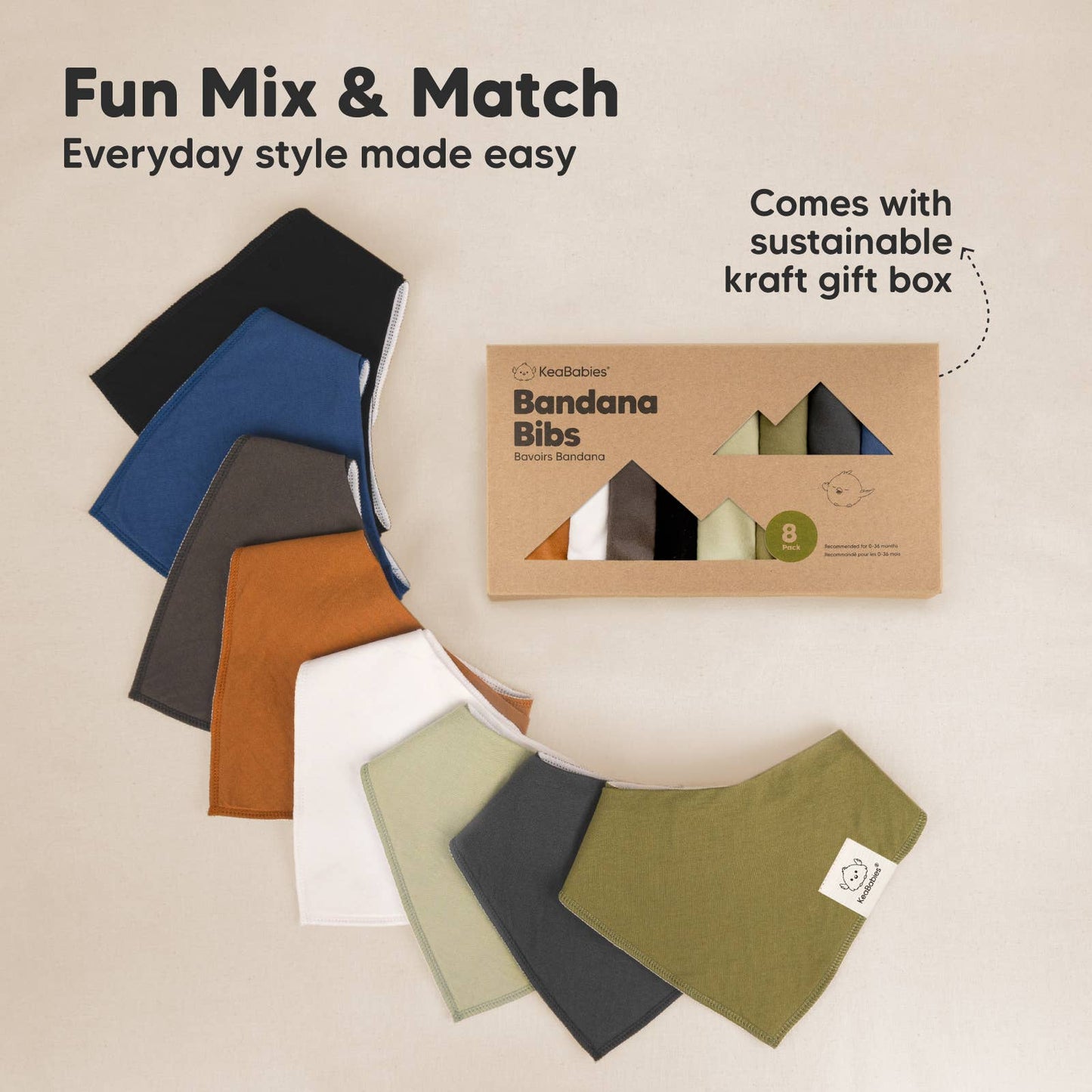 8-pack Baby Bandana Bibs for Boys and Girls