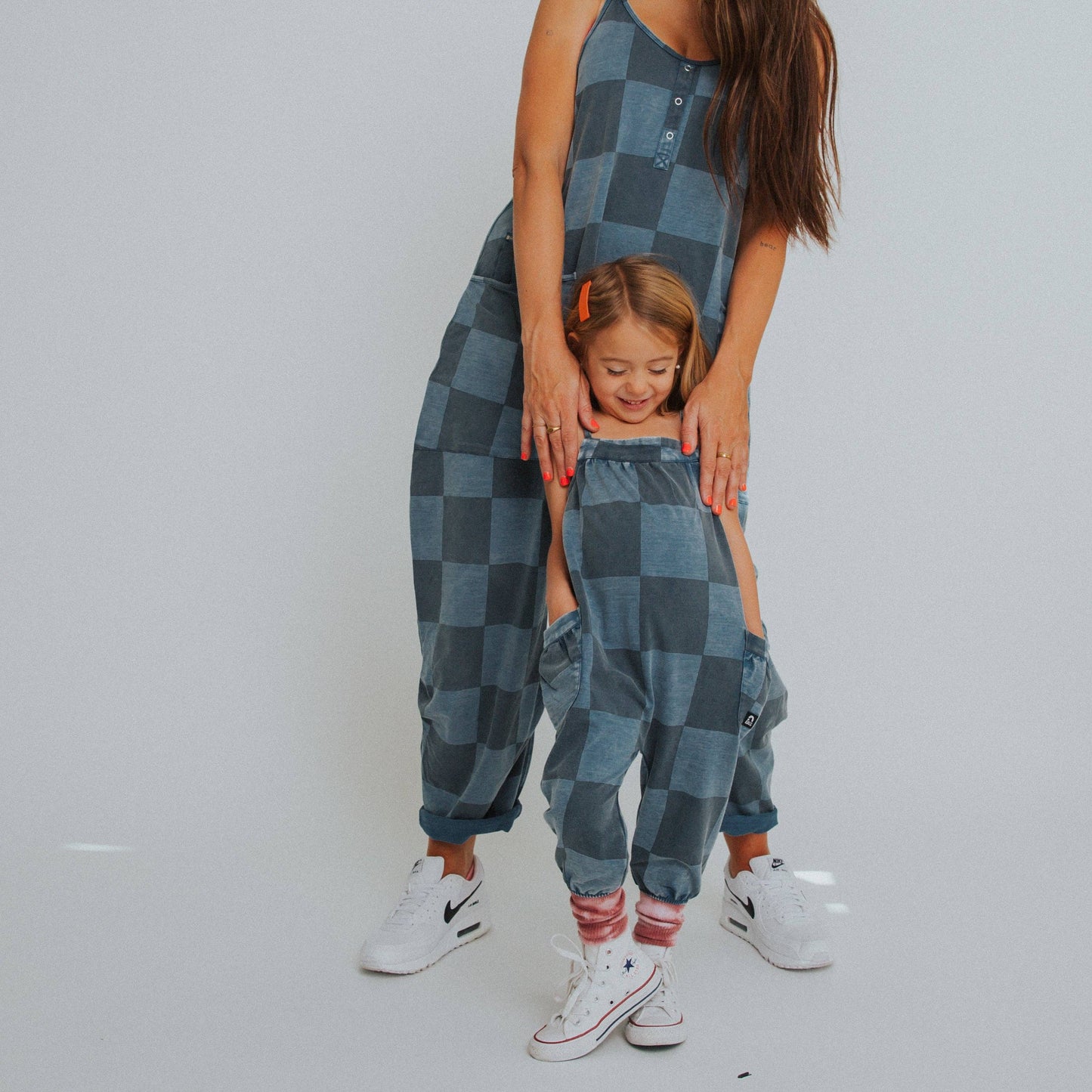 Women's Tank Romper - Blue Denim Check