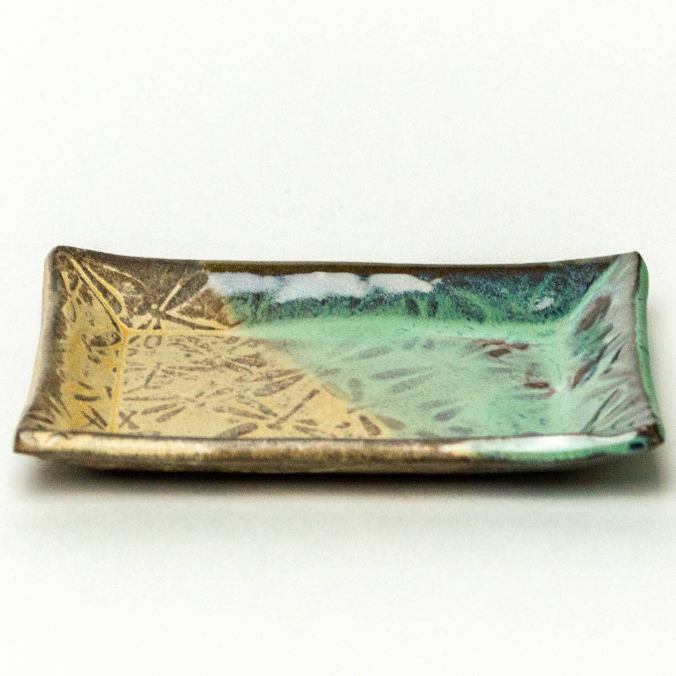 Dragonfly Design Handmade in Ohio Ceramic Green Trinket Dish