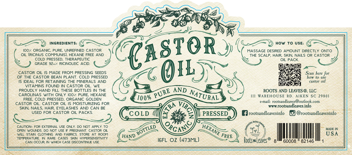 Organic Cold Pressed Hexane Free Castor Oil
