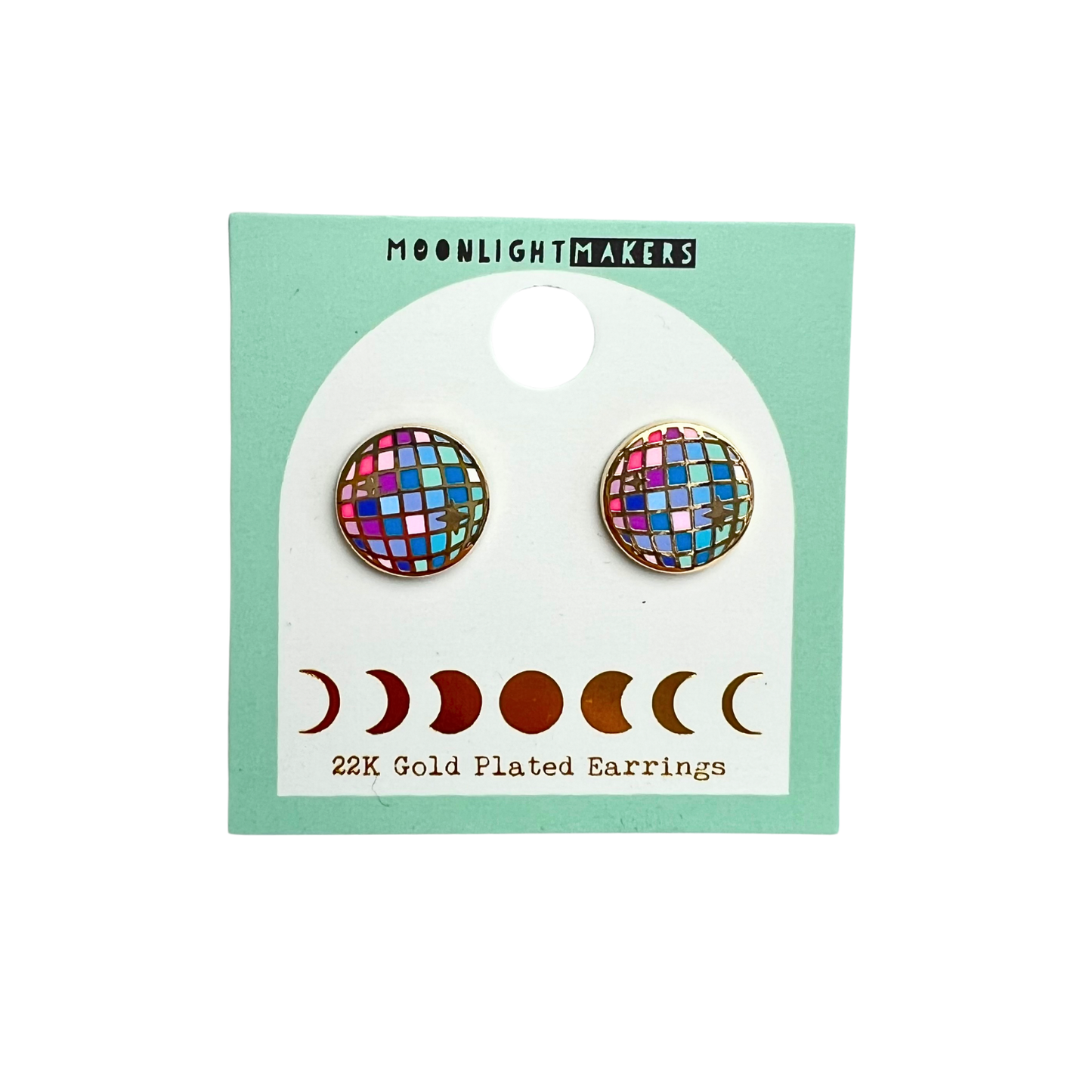 Disco Ball Earrings - 22k Gold Plated Studs - Swiftie, Gift
