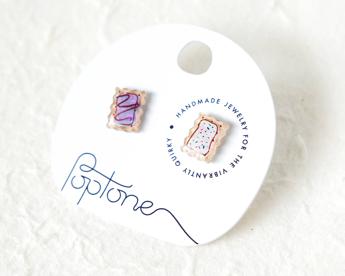 Handmade Retro Toaster Pastry Stud Earrings