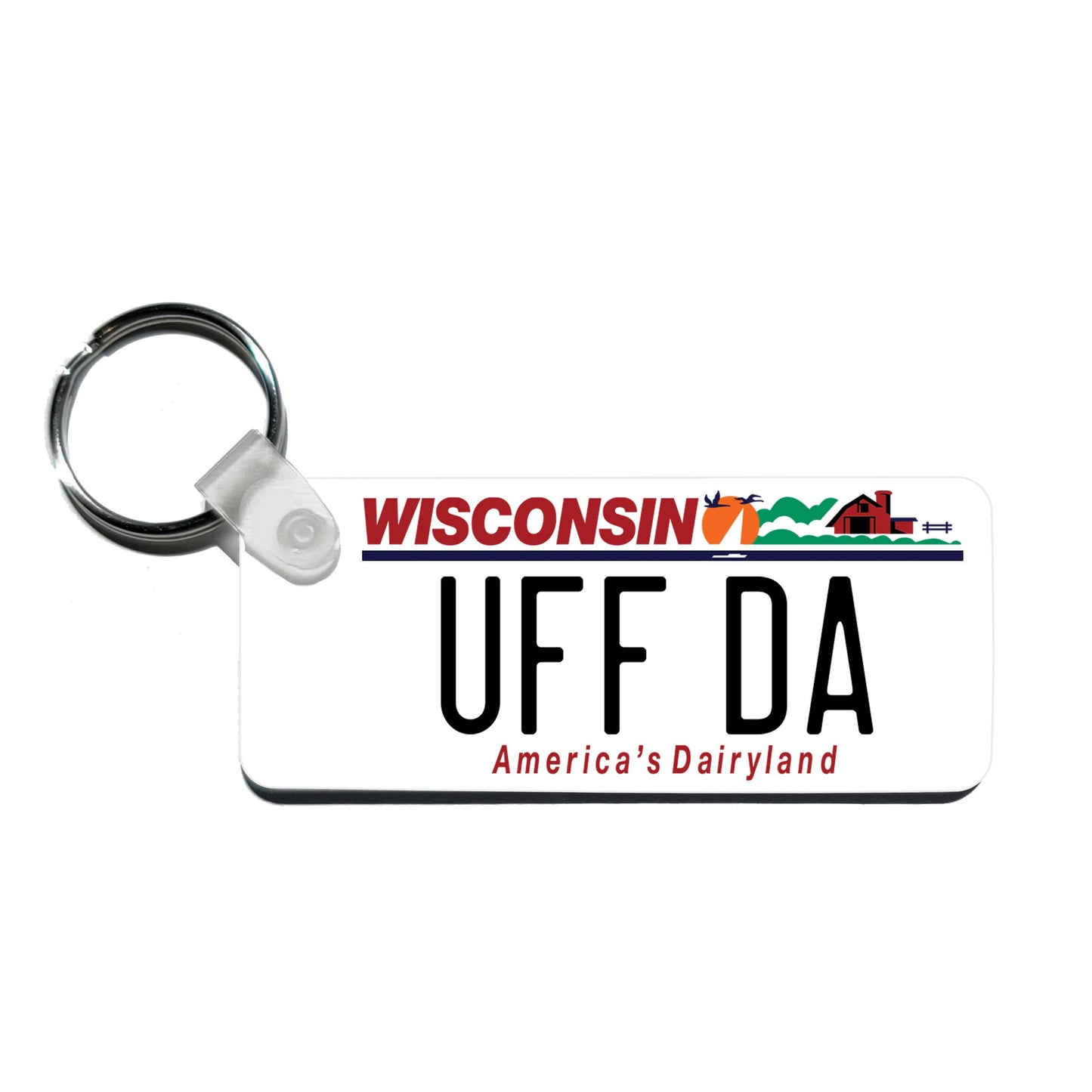 Uff Da License Plate Keychain - Wisconsin Keychain