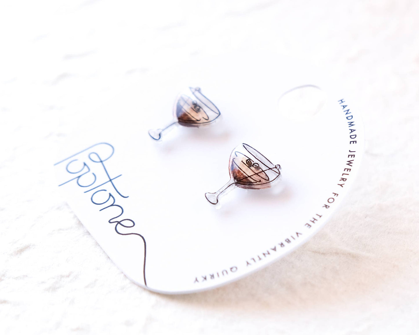 Espresso Martini Stud Earrings – Mini Coffee Cocktail Glass