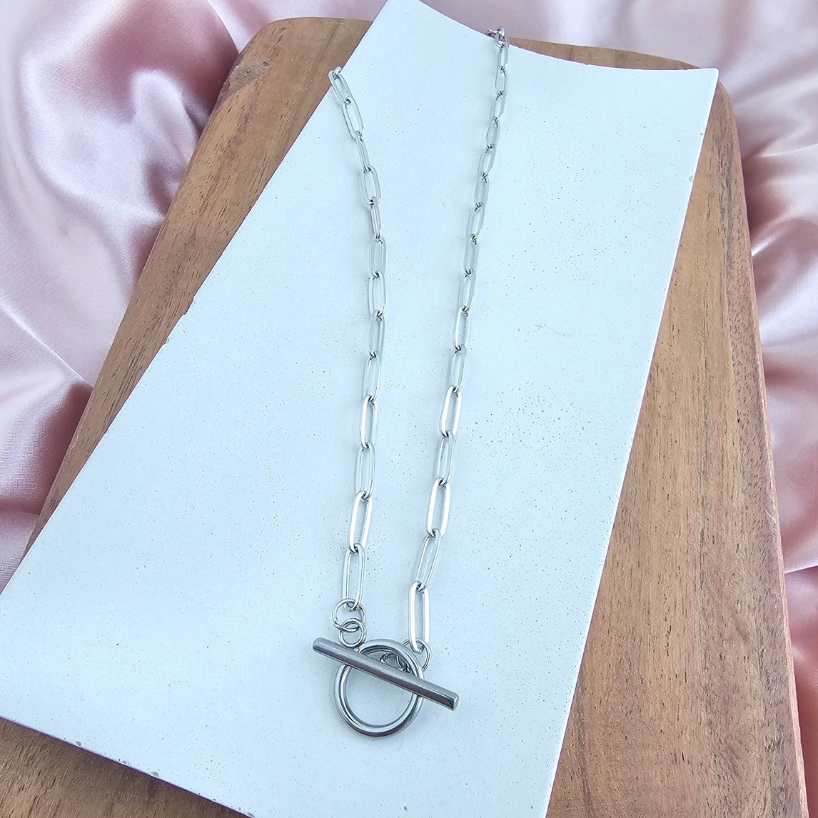 Luxe Silver Paper Clip Chain Necklace - 18"