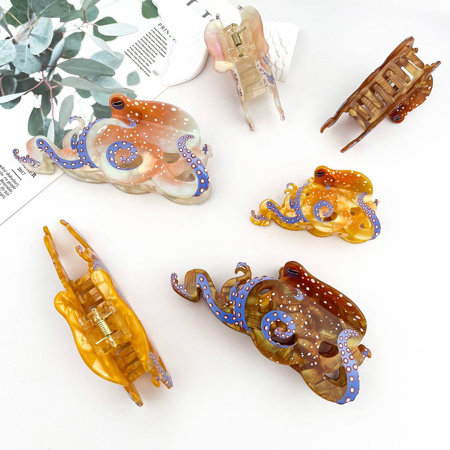 Blue Ring Octopus Hair Claw Clip