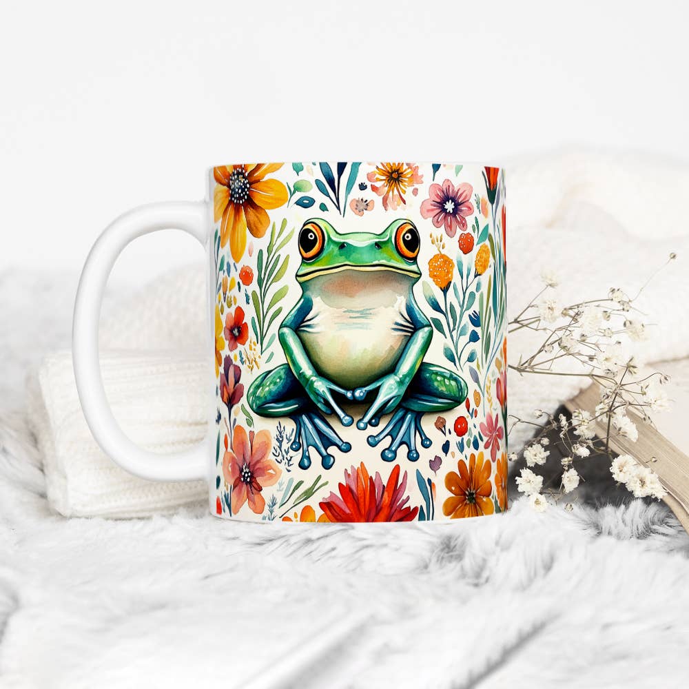 Floral Frog Ceramic Mug