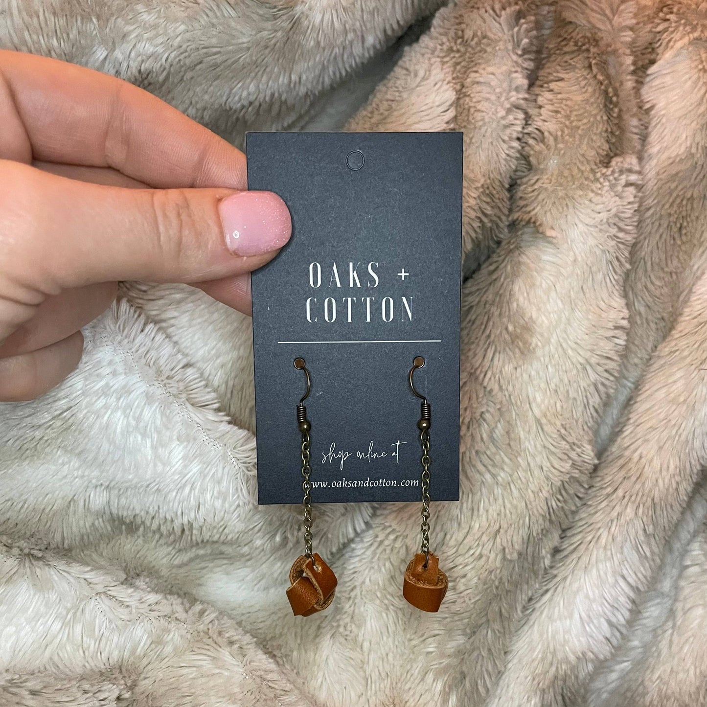 Chain + Leather Knot Dangle Earrings