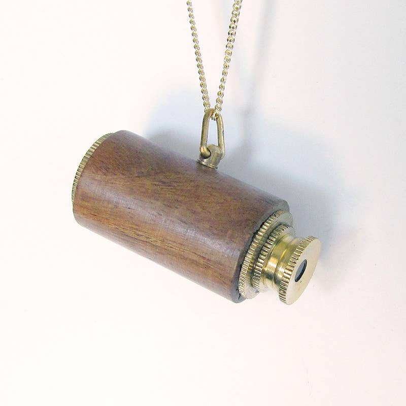 Wood Telescope Necklace - 32" Chain