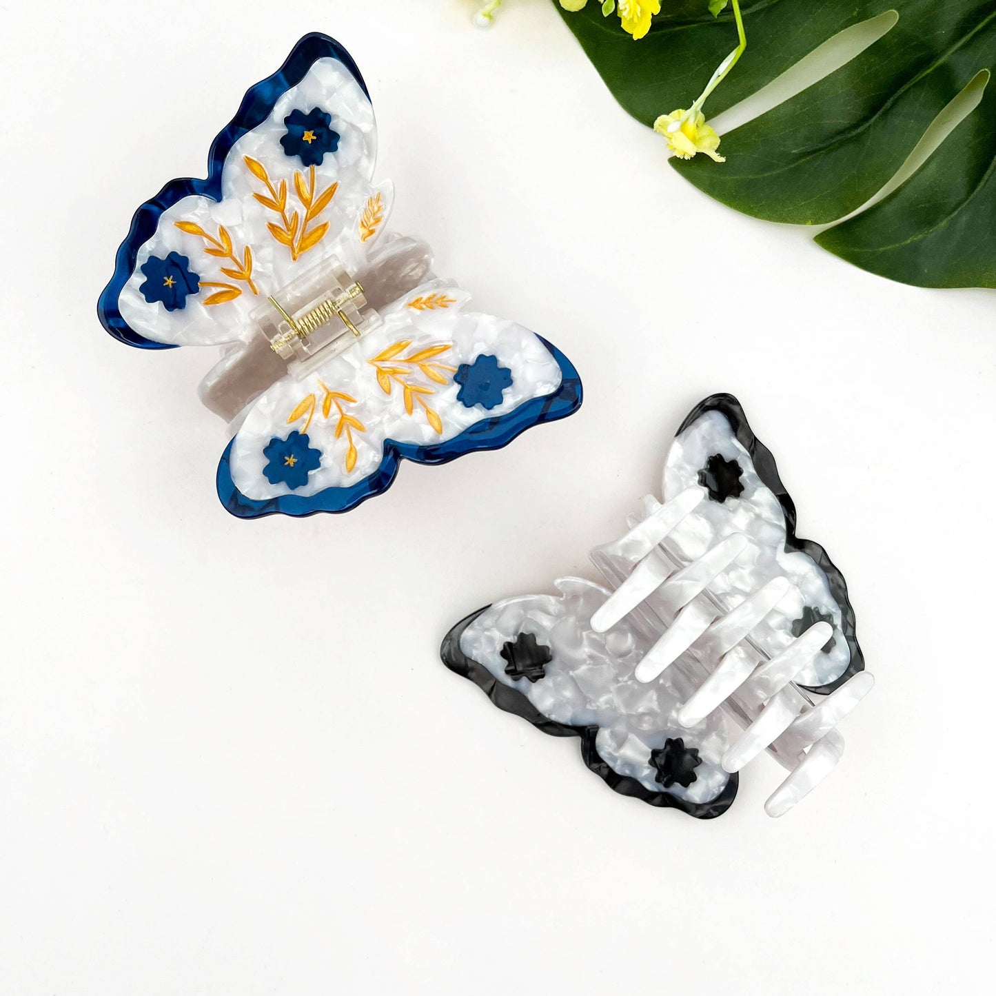Acetate Butterfly Hair Claw, Floral Design
