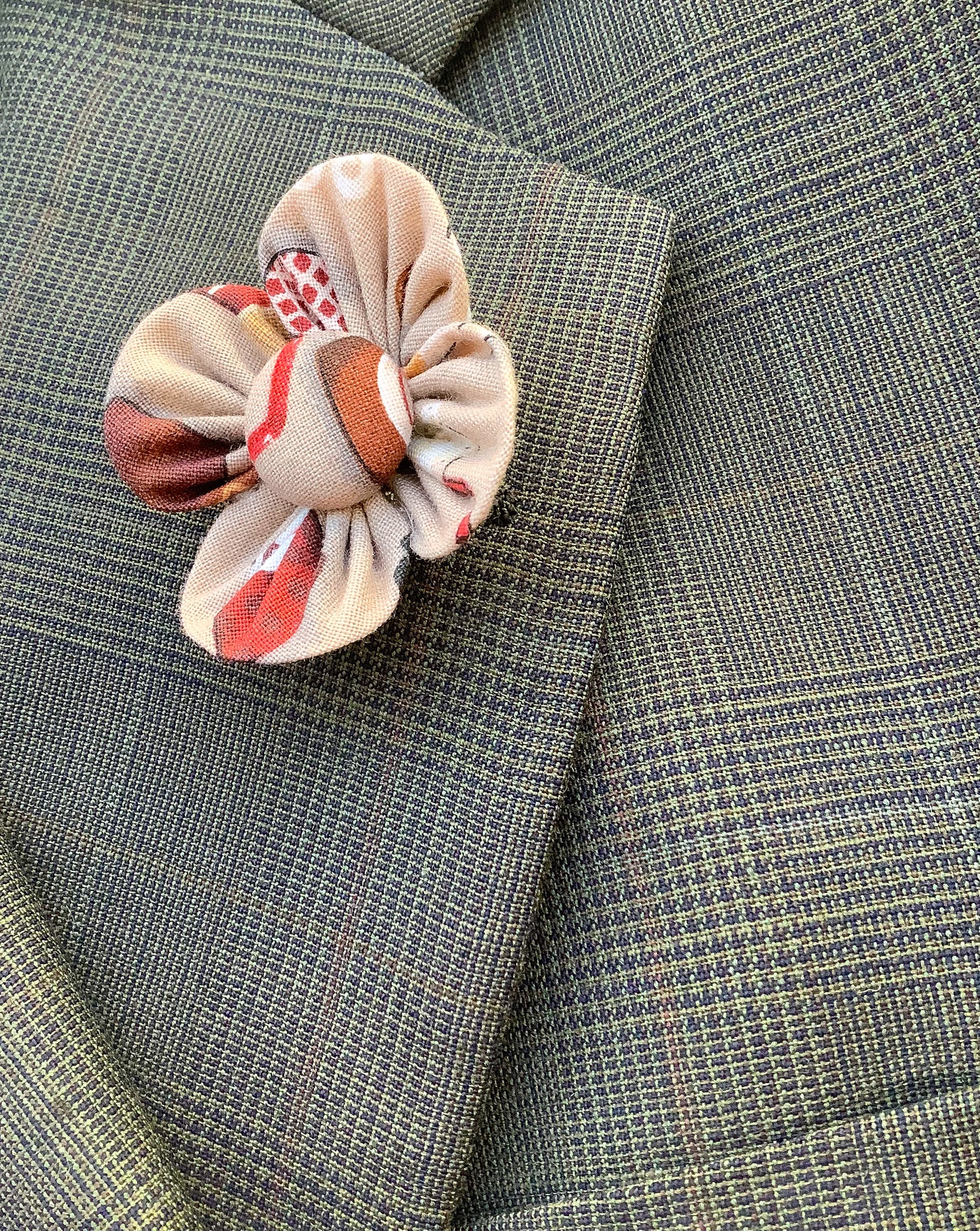 "Coffee" Cotton Kanzashi Pin