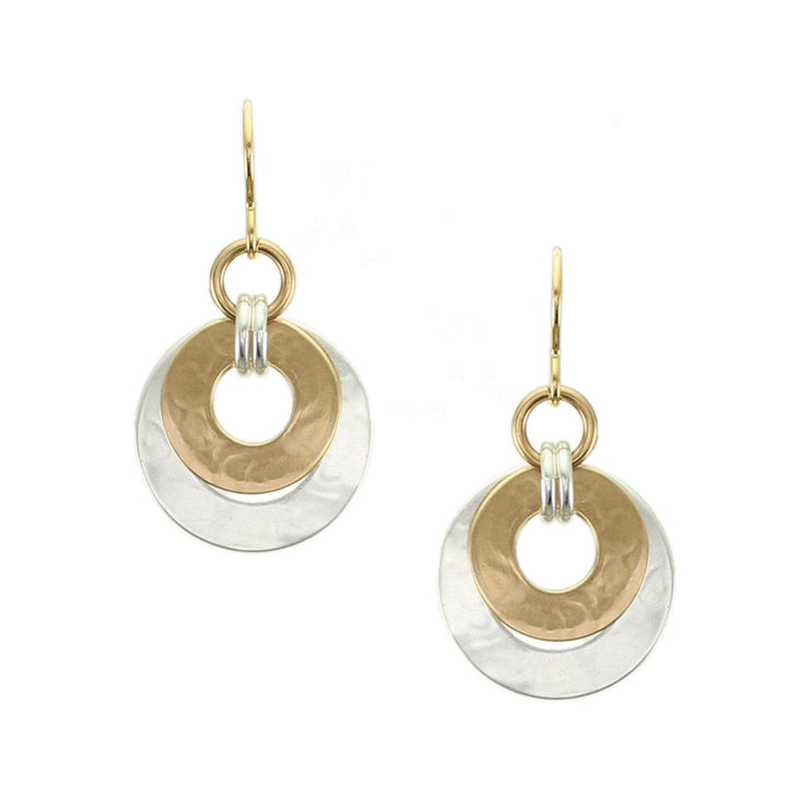 Small Layered Double Linked Rings Wire Earrings