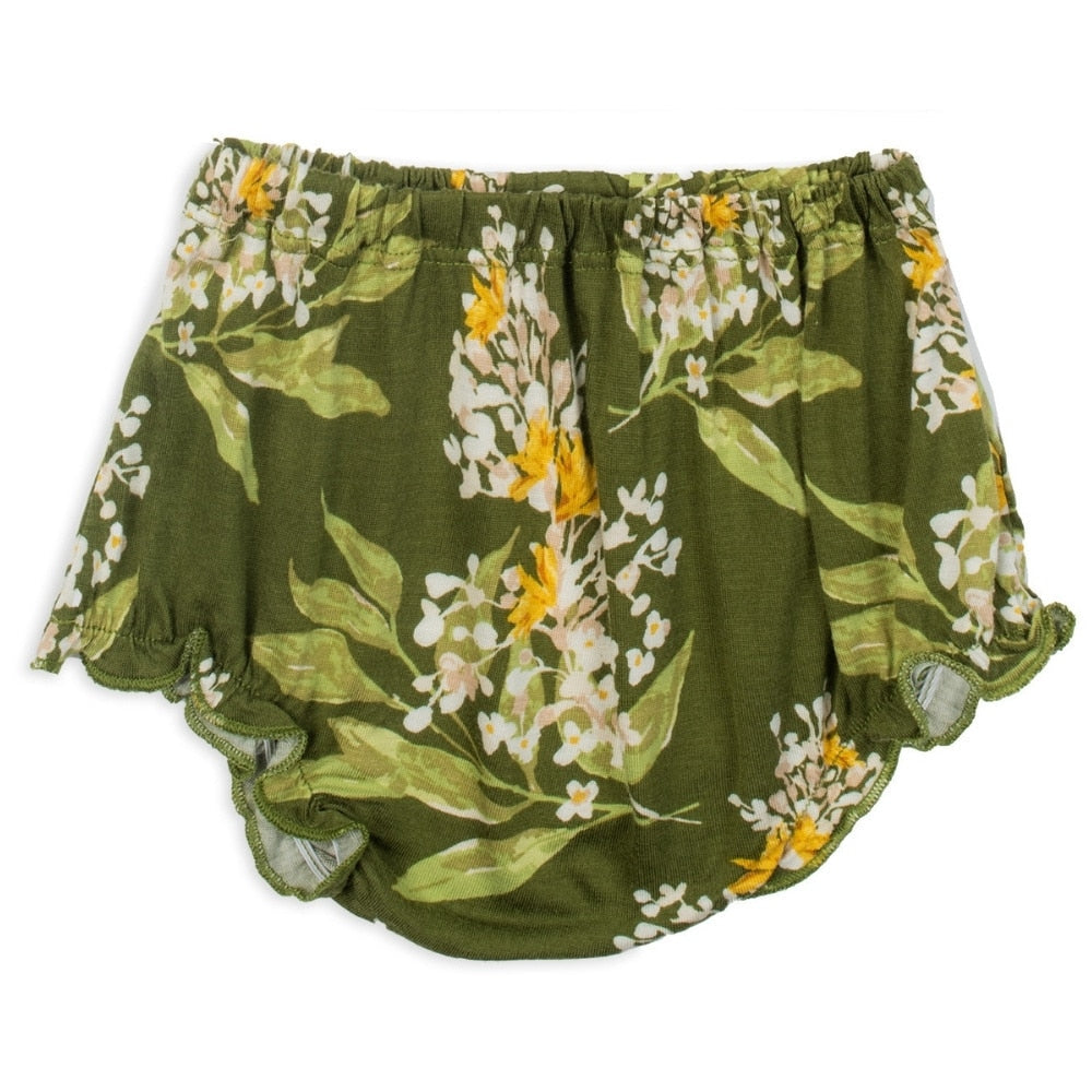 Green Floral Bamboo Dress & Bloomer Set