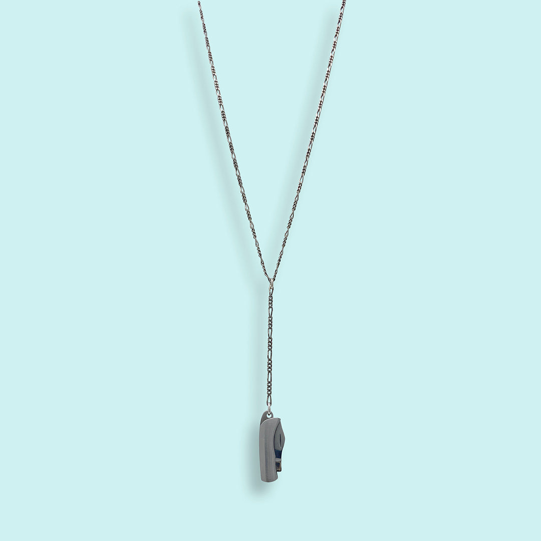Long Y-Drop Knife Necklace Silver