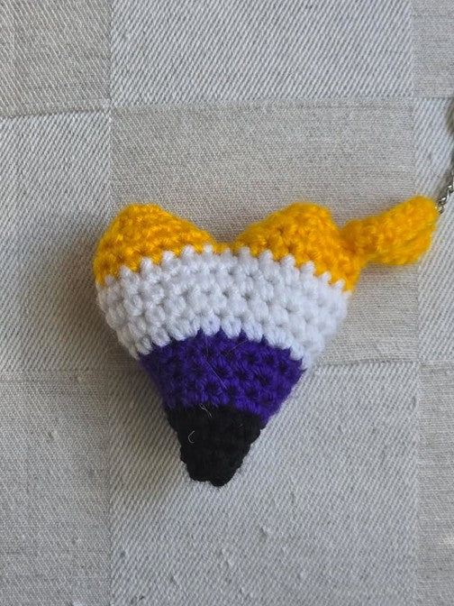 Non-Binary Pride Heart Keychain