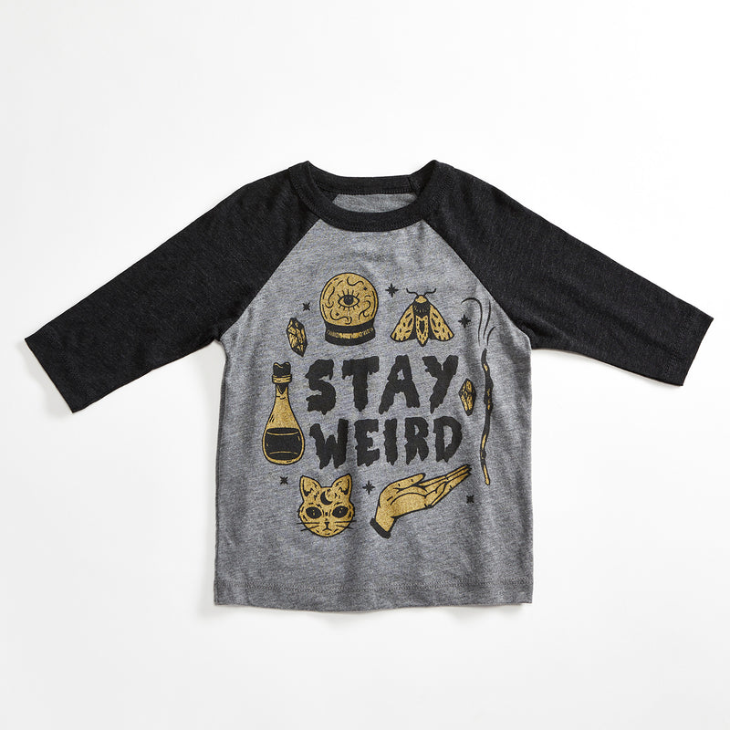 Stay Weird Kids Raglan Grey/Black
