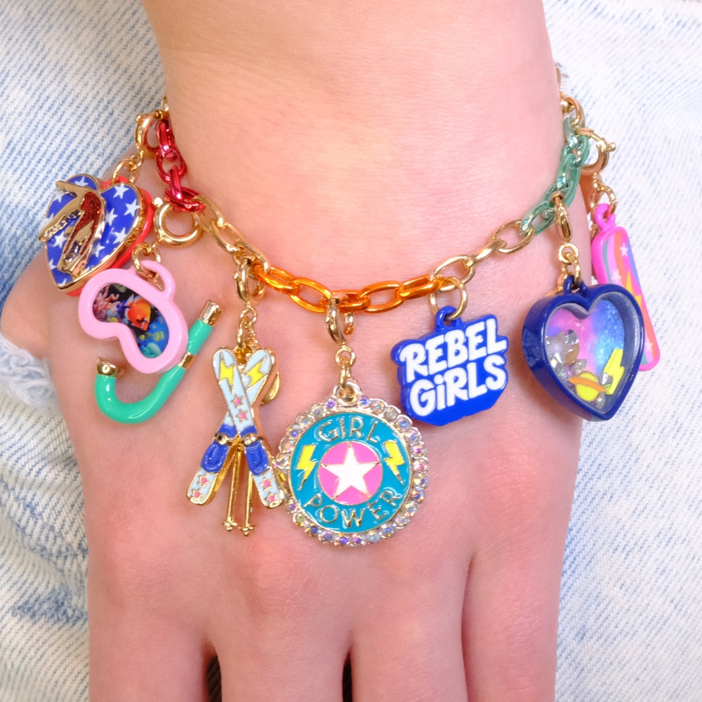 Gold Rebel Girls Skateboard Charm