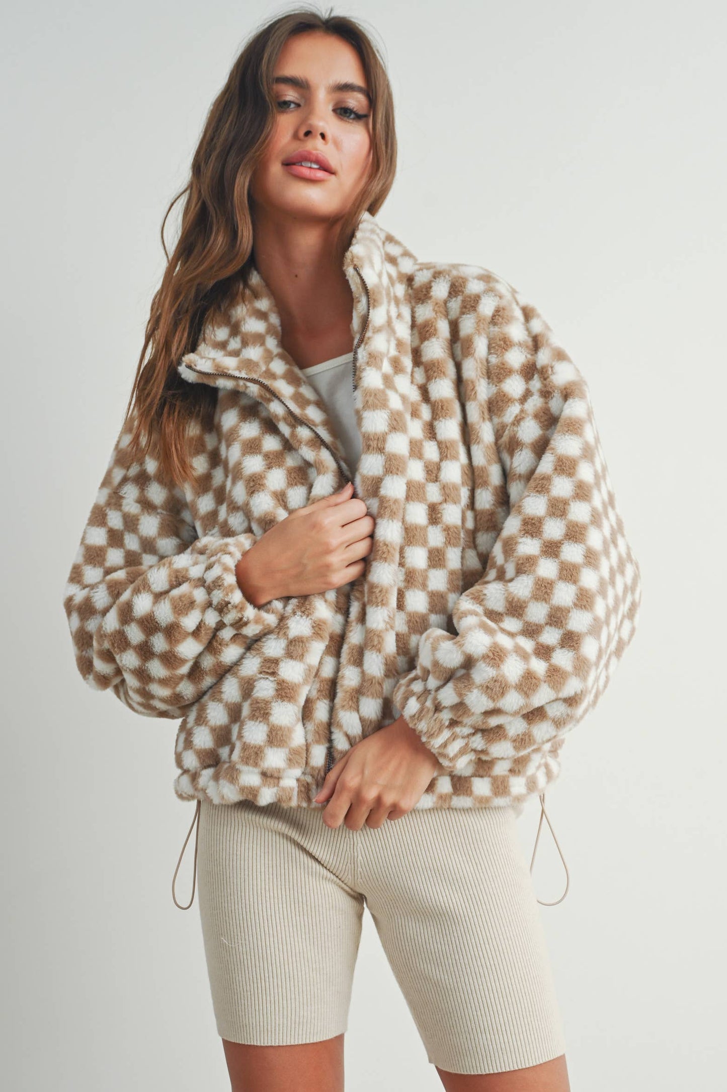 Fall Winter Checker Teddy Fall Jacket