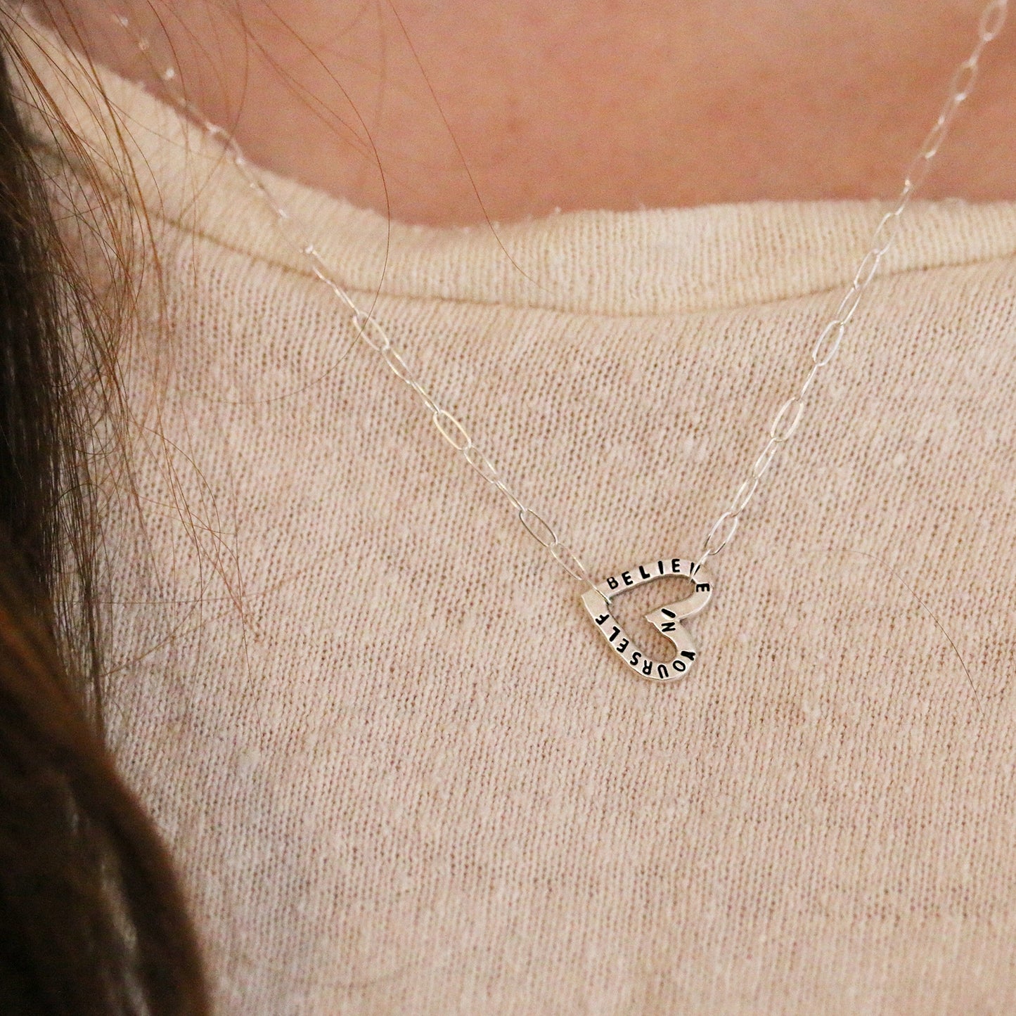 Little Love Notes Necklace Hand Stamped Heart Pendant