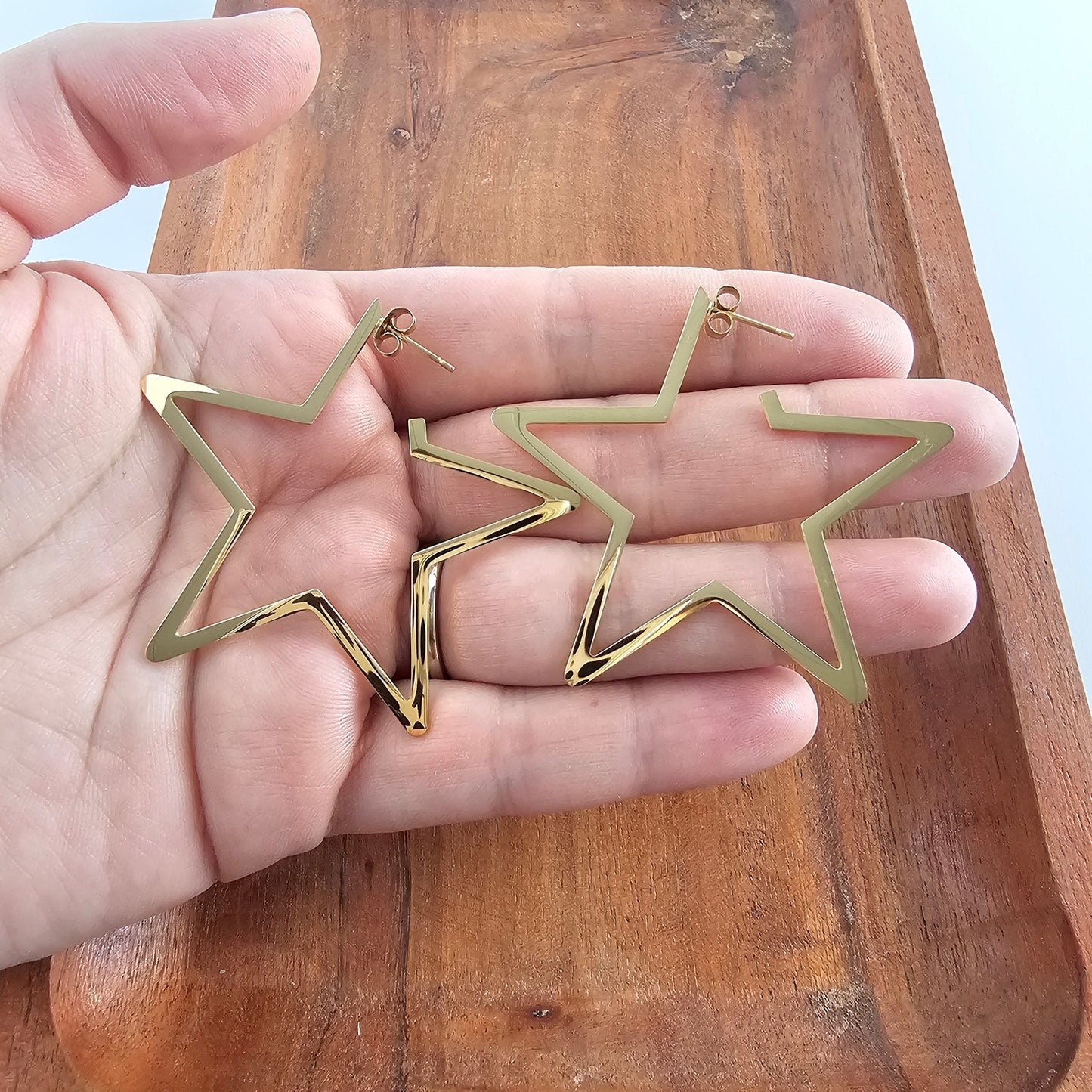 Luxe Star Hoops Gold