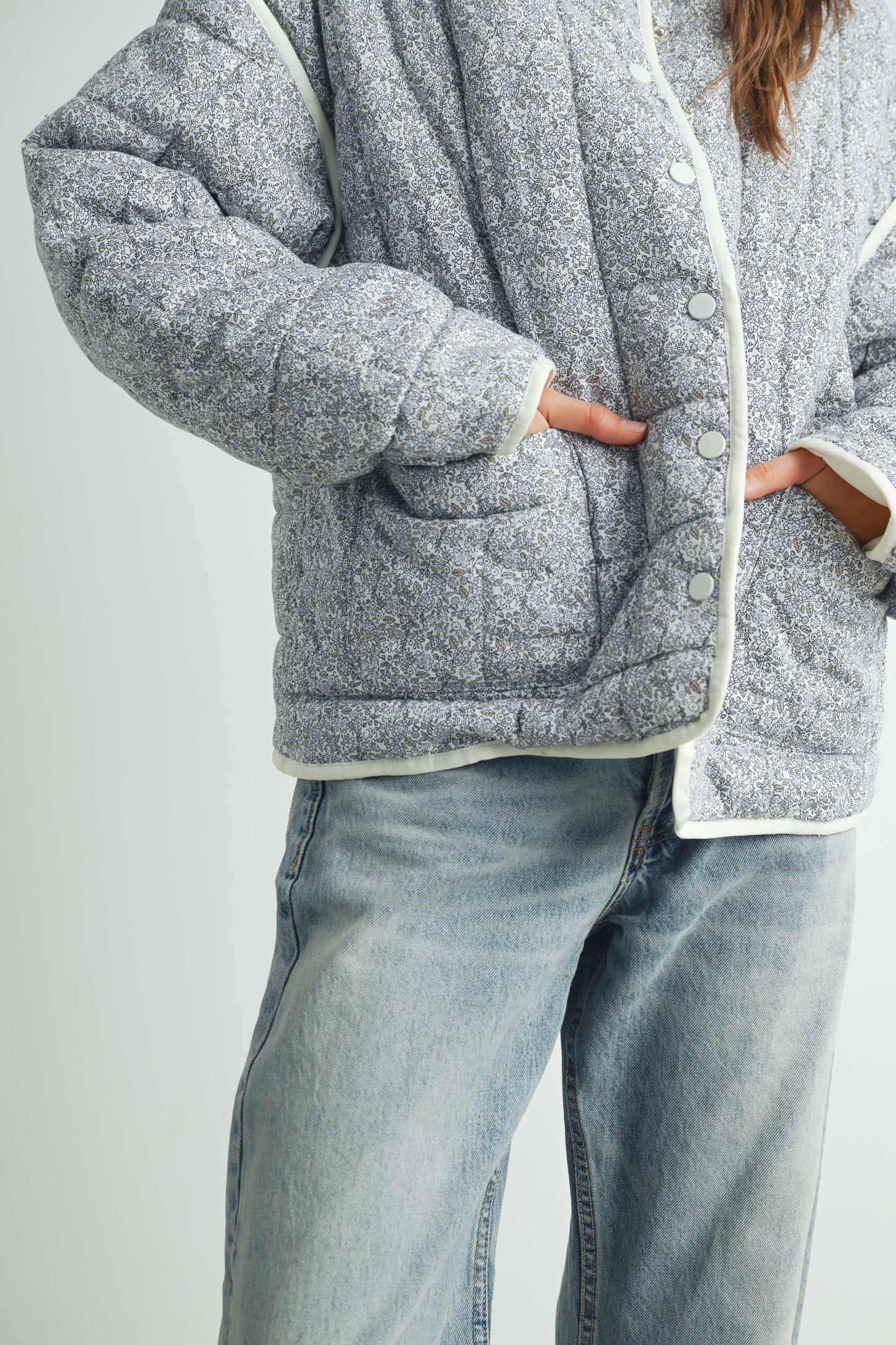 Qilted Jacket With Lightweight Boho Print