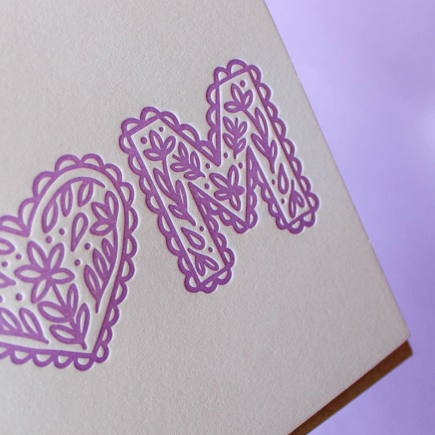 MOM Letterpress Heart Mother's Day Card