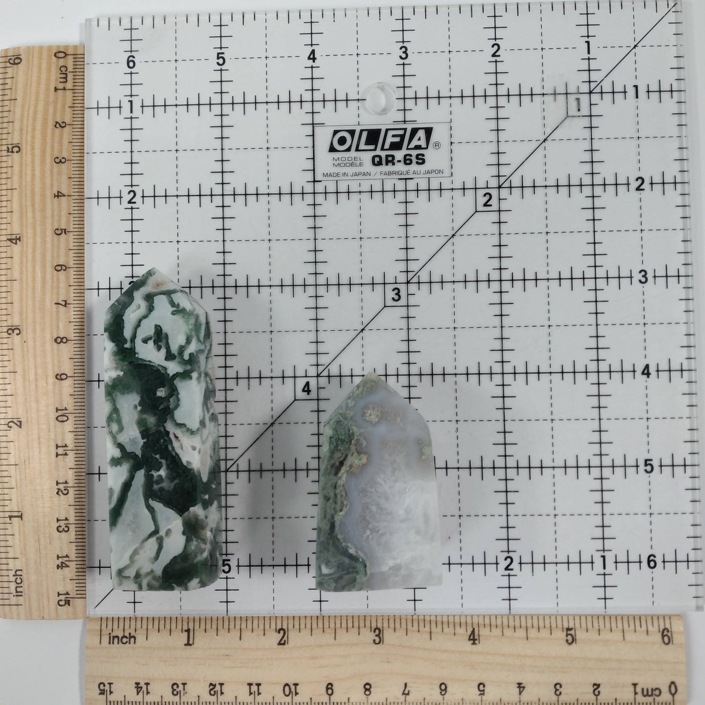 Moss Agate Four-Sided Obelisk Tower – Natural Crystal Tower