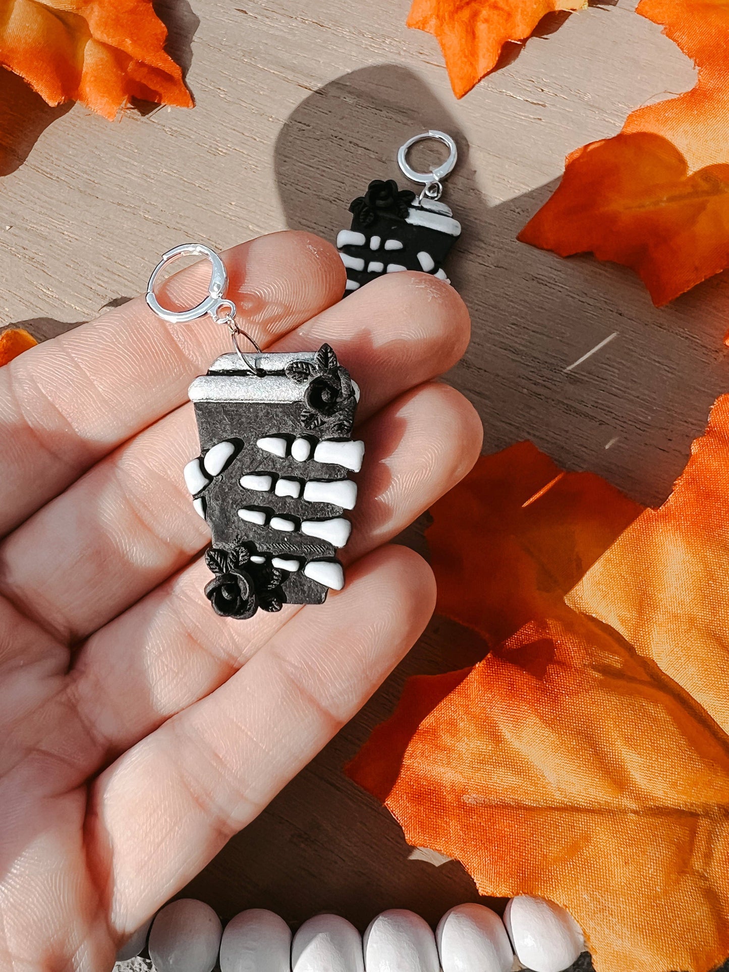 Skeleton Latte Dangle Earrings, Edgy Jewelry
