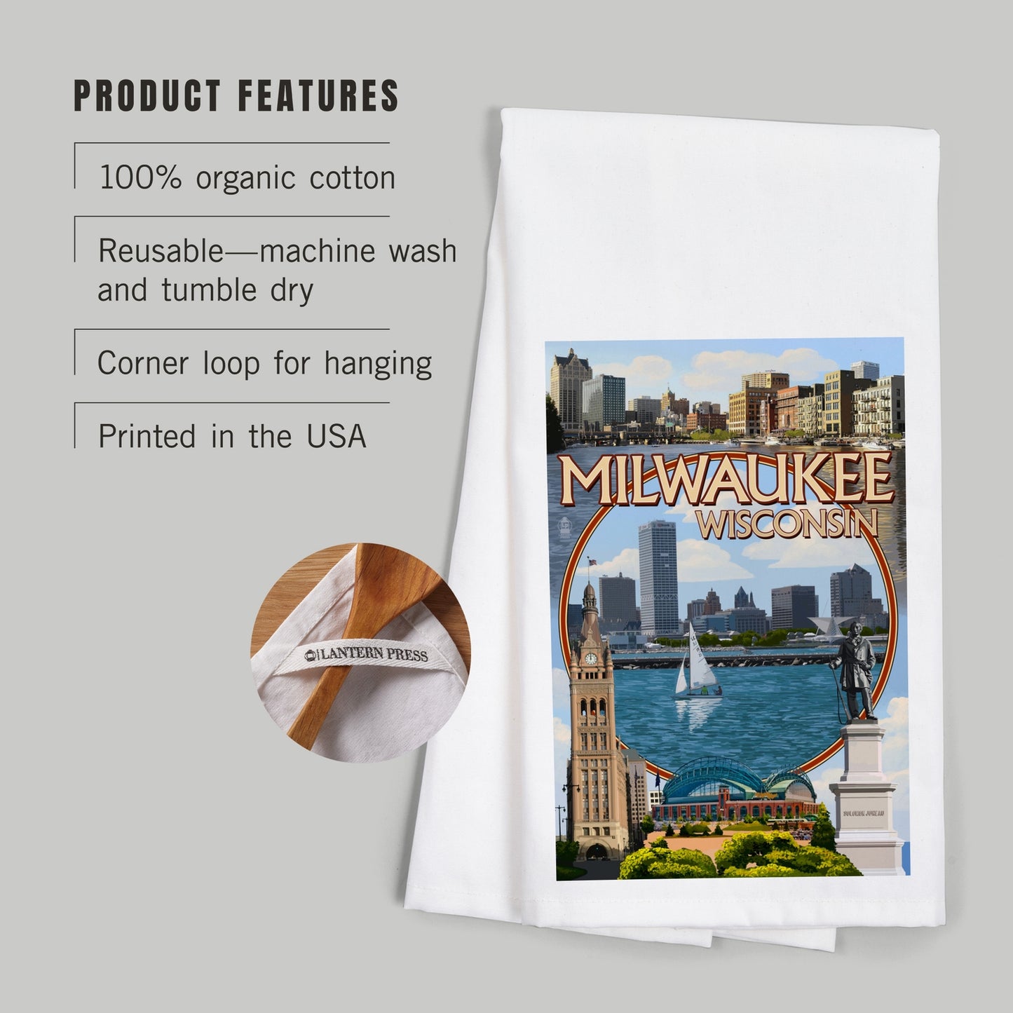 Milwaukee Montage Scenes Tea Towel