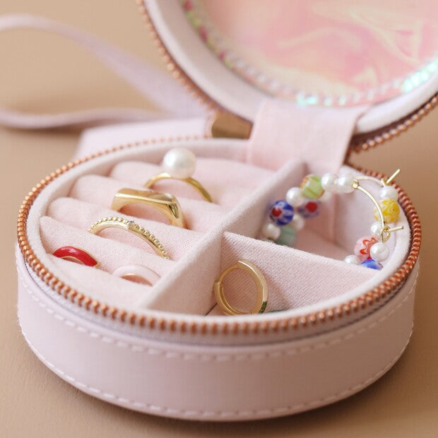 Lavender Round Travel Jewelry Case