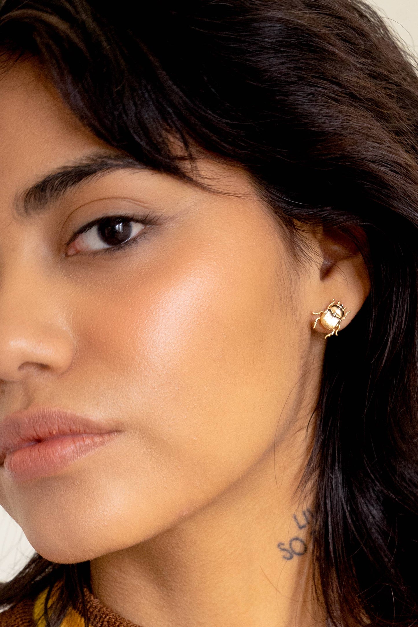 Fortune Beetle Studs -18K Gold Plated or Silver Rhodium